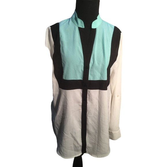 I.N. San Fransisco Color Block Light Jacket / BLouse - womens Size Large - Picture 1 of 8
